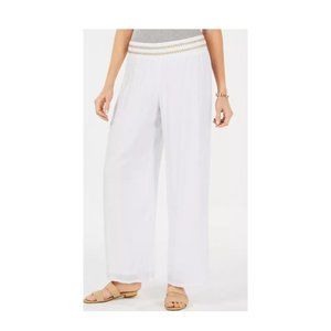 JM Collection Metallic-Detail Wide-Leg Gauze Pants